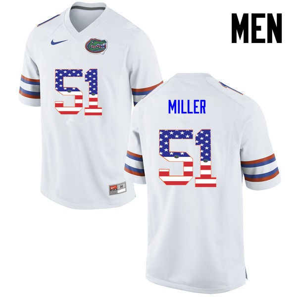 Florida Gators Men #51 Ventrell Miller College Football USA Flag Fashion White
